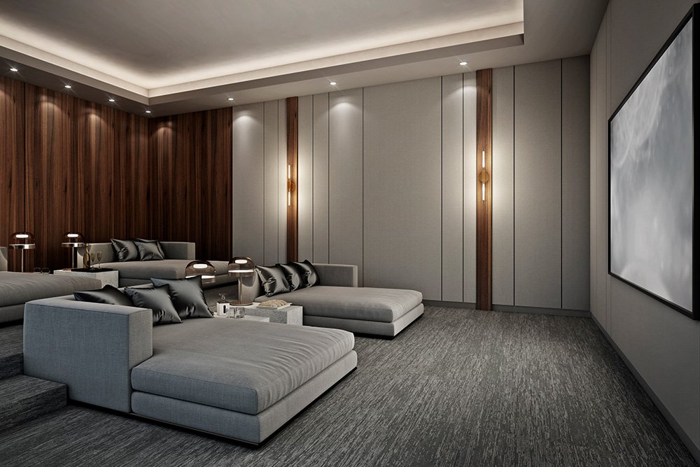 Luxury private home cinema with reclining seats
