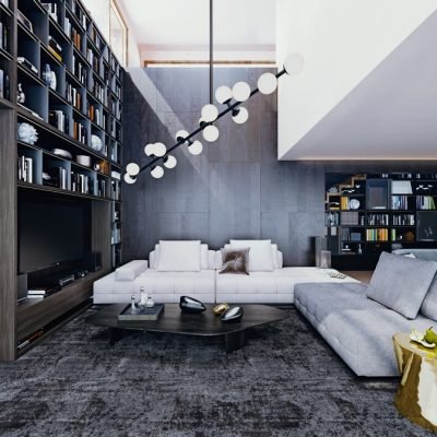 Integrated lighting and automation in a modern living room